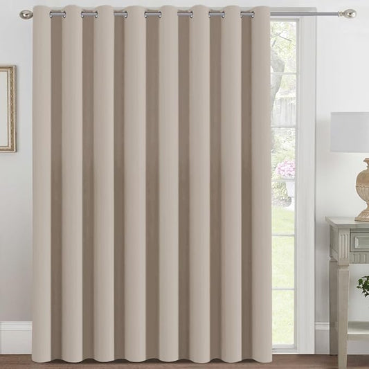 H.VERSAILTEX Blackout Patio Curtains 100 x 96 Inches for Sliding Door Extral Wide Blackout Curtain Panels Thermal Insulated Room Divider - Grommet Top, 8' Tall by 8.5' Wide - Fog