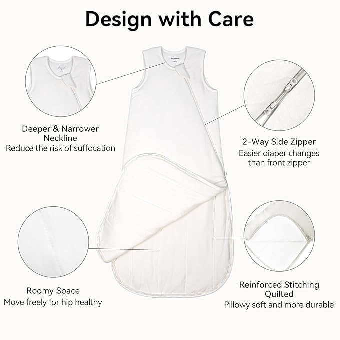 BubblePanda Modal Sleep Sack 2t-3t 1.0 Tog Super Soft Toddler Sleep Sack 24-36 Months for Babies 2-Way Zipper Baby Wearable Blanket