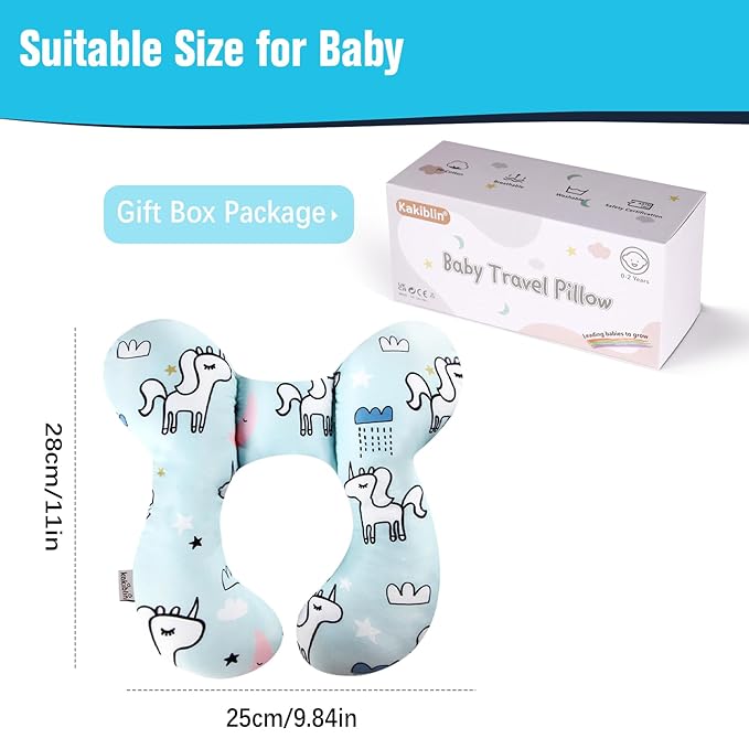 KAKIBLIN Baby Neck Pillow, Baby Support Pillow,Upgraded Neck Pillows for Car Seat,Head and Neck Support Pillow for Car Seat, Pushchair(Unicorn)