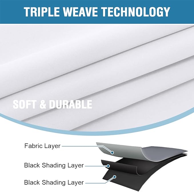 H.VERSAILTEX 100% Blackout Curtains for Bedroom with Black Liner Full Room Darkening Curtains 96 Inches Long Thermal Insulated Back Tab/Rod Pocket Window Drapes for Living Room, 2 Panels, Pure White
