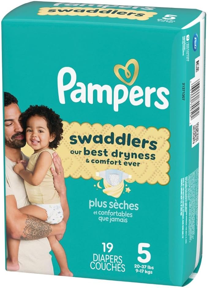 Pampers Baby Diapers - Swaddlers - Size 5, 19 Count, Ultra Absorbent Disposable Infant Diaper