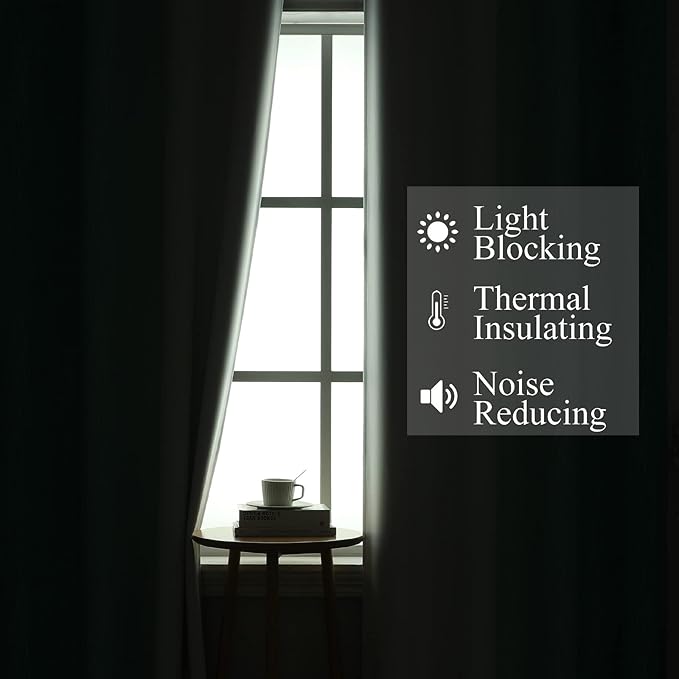 Estelar Textiler Teal and Greyish White Ombre Blackout Curtains 90 Inch Length 2 Panels Set, Thermal Insulated Drapes for Bedroom,Full Room Darkening Grommet Gradient Curtains for Living Room,52Wx90L