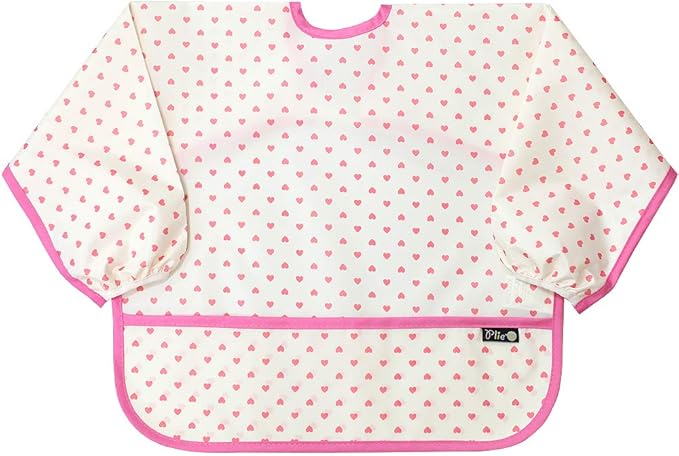 Plie Long Sleeve Waterproof Bib for Toddlers – Soft Feeding Smock for Baby Mealtime, Self-Feeding, BPA-Free, Easy Clean