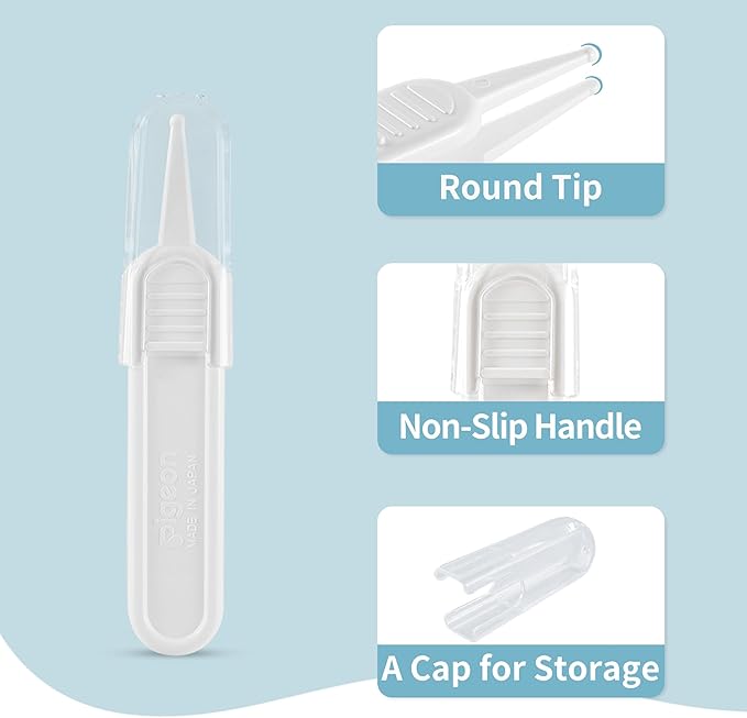 Pigeon 4-in-1 Baby Grooming Kit with Storage Case, Safe Baby Care Products, Newborn Essentials, Includes Newborn Nail Scissors, Brush, Baby Tweezer, and Nasal Sucker Clear Nose