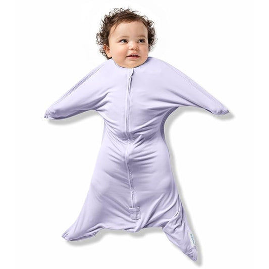 SleepingBaby Bamboo Zipadee-Zip Transition Swaddle – EverSoft Wearable Blanket with Two-Way Zipper for Easy Diaper Changes, X-Small 3-6 months, Lilac