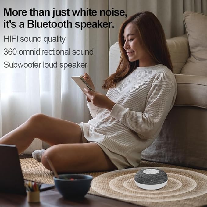 YEVIK Portable Sound Machine for Baby Sleep & Travel, 39 Soothing Sounds with Night Light, USB-C Rechargeable, Timer, White Noise Maker for Nursery, Adults, Office