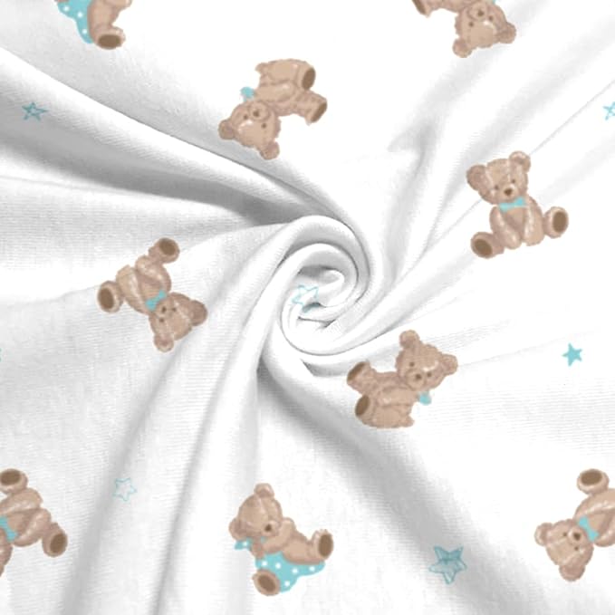 American Baby Company 2 Pack 100% Natural Cotton Fitted Mini Crib Sheets 38" x 24" - Soft & Breathable Small Nesting Portable Sheets, Fits Pack N Play Mattresses, Bear and White, for Boys & Girls