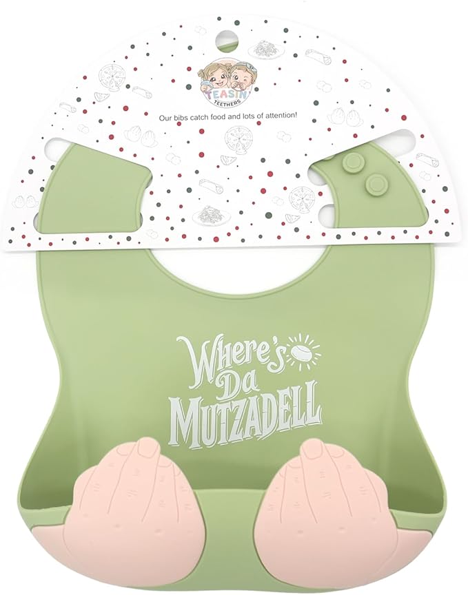 Teasin' Teethers Funny Italian Silicone Baby Bib with Pocket Food Catcher for Toddlers and Infants Funny Baby Bib Gift