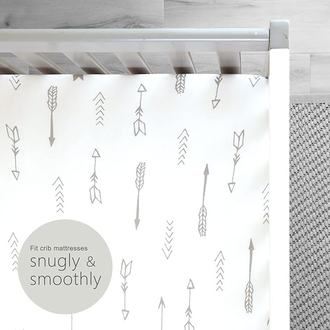 GRSSDER Stretchy Ultra Soft Jersey Knit Fitted Crib Sheets Set 2 Pack, Cozy Crib Sheet Fits All Standard Crib Mattress Pads, Christmas Trees and Arrows
