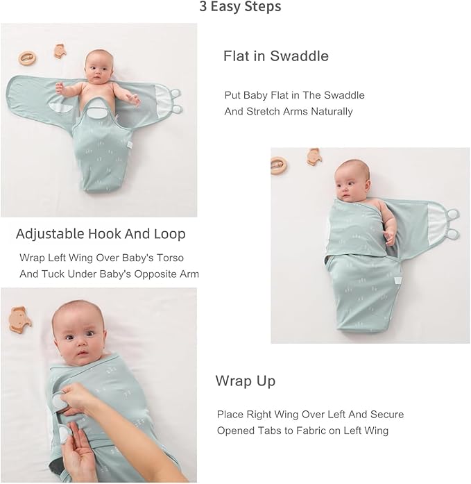 insular Baby Swaddle Wrap, Swaddle Blanket for Newborn and Infant, Adjustable Swaddling Set for Boy and Girl, Soft Cotton Baby Sleep Sack 3 Pack, Snail&Hedgehog, Small(0-3 Month)