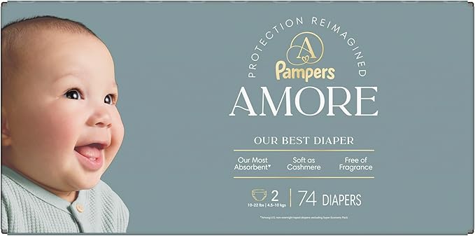 Pampers Amore, Size 2 (10-22 lbs), 74 Count, Our Best Diaper