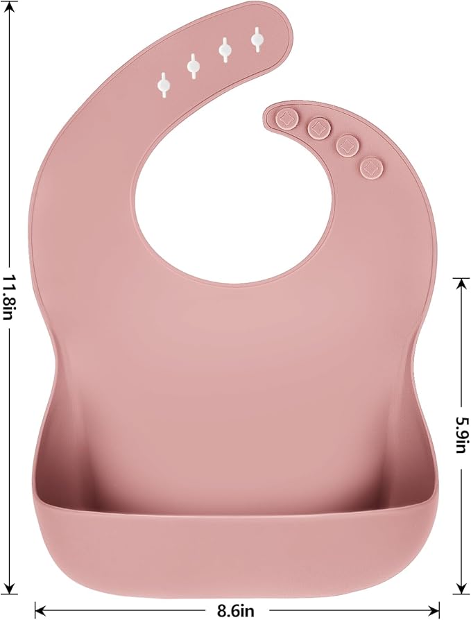 Eascrozn Silicone Bibs for Babies Toddler Set of 3, BPA Free, Soft Adjustable Waterproof Bibs for Feeding Essentials