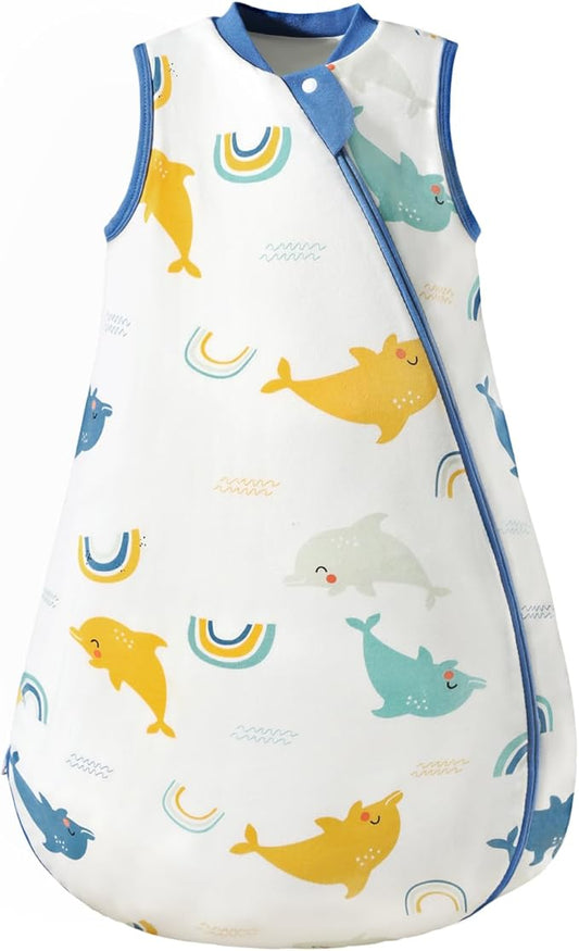 usbettas 1.0 Tog 2.5 Tog Baby Sleep Sack, 100% Cotton Baby Sleeping Bag 3-24M, 2-Way Zipper Baby Wearable Blanket