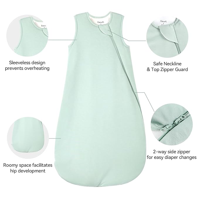 EasyFi Rayon Made from Bamboo Sleep Sack 18-24 Months 2.5 Tog Winter Supersoft Toddler Sleep Sack 2t for Unisex Girl Boy Thick Warm Baby Sleeping Bag 2-Way Zipper Baby Wearable Blanket
