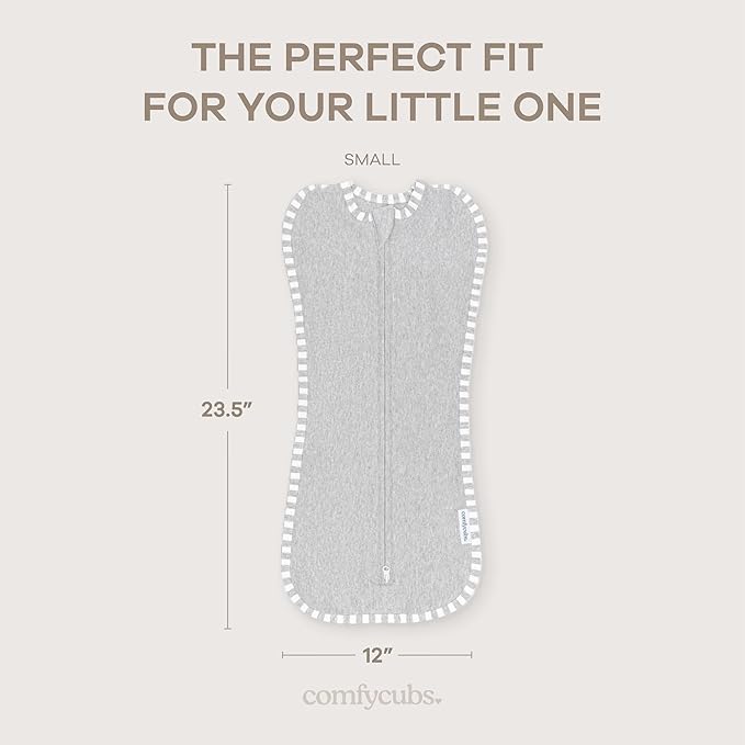 Comfy Cubs Swaddle Blanket Baby Girl Boy Easy Zipper Wrap 2 Pack Newborn Infant Sleep Sack (Small 0-3 Months, Grey)