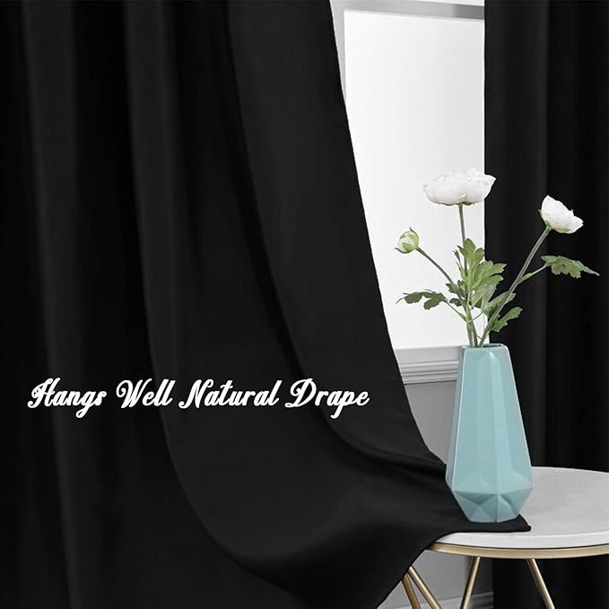 Extra Long Blackout Curtains - 2 Story High Living Room Drapes - Tall Curtains for High Ceiling or Long Window - 144 156 168 192 204 216 228 240 Inch 12ft-20ft Length(1 Panel,Black, 52″x156″)