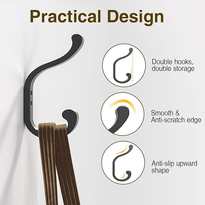 Coat Hanger Wall Mount 8-Pack - Wall Hooks for Hanging Heavy Duty