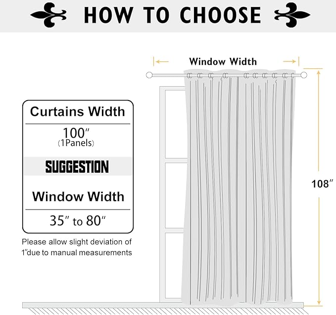 ChrisDowa Room Divider Curtain 108 Inches Long, Wide Blackout Sliding Door Curtain for Bedroom, Room Darkening Privacy Window Curtain for Patio Door (1 Panel Set, Brown, 100 x 108 Inch)
