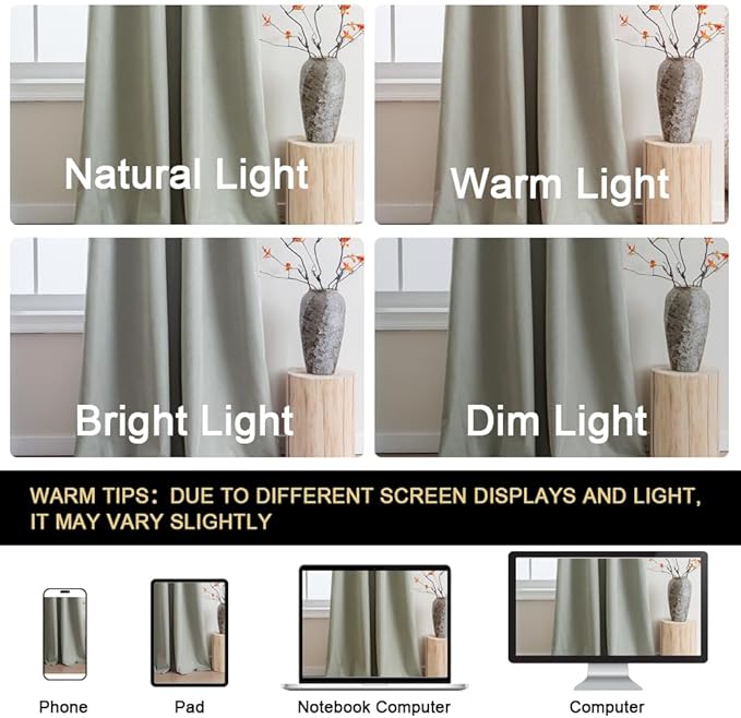 PrinceDeco 100% Blackout Curtains for Bedroom 108 Inches Long, Grommet Living Room Drapes, Thermal Insulated Blackout Curtains 2 Panels Set,Jacquard-Woven,55" W x108 L, Sage