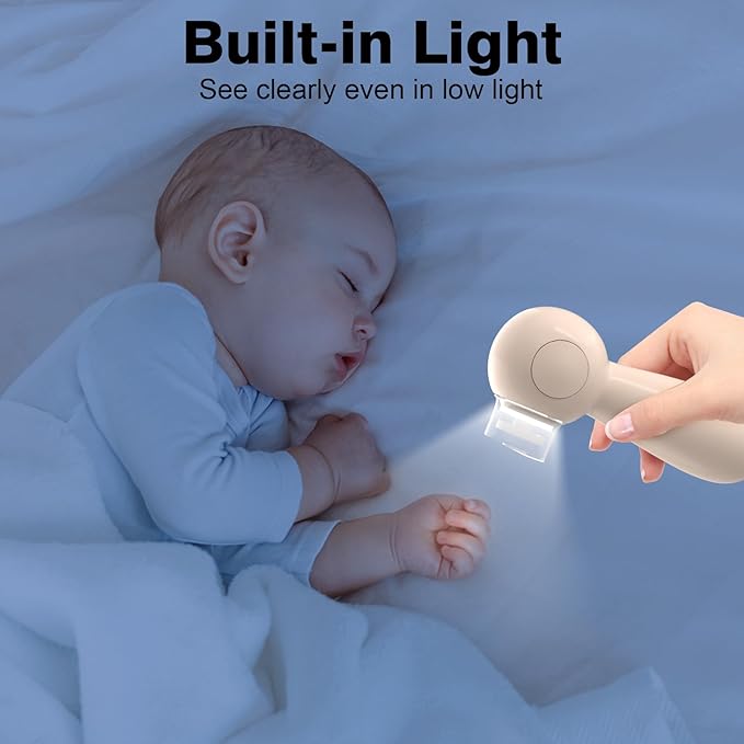 Baby and Adult 2-in-1 Electric Nail File - 6 Replaceable Grinding Pads, Hidden Nail Clipper, 360° Soft Light, USB Rechargeable, Portable Storage Box, Quiet Nail Trimmer for 0-36 Months Infants