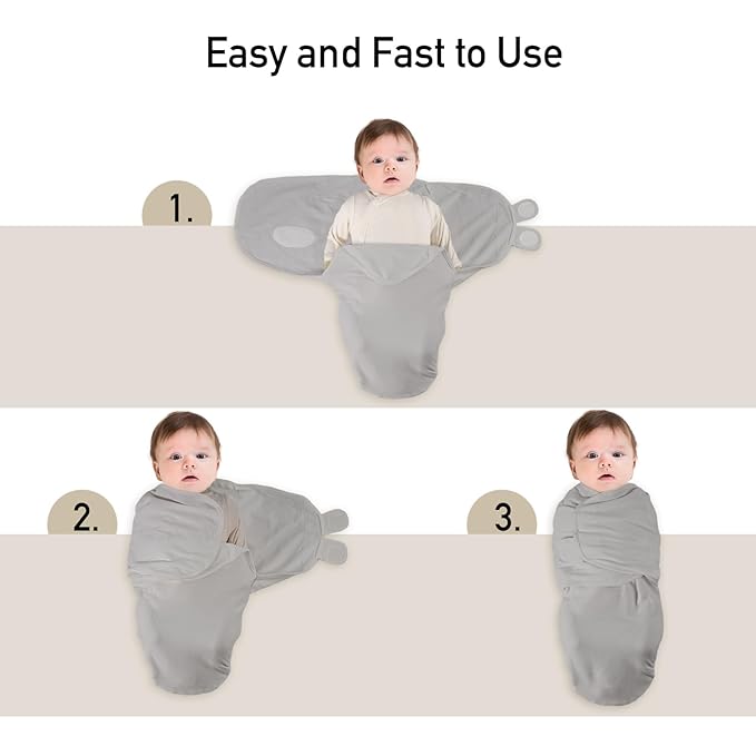 Organic Baby Swaddle Sleep Sacks, 3-Pack Swaddles for Newborns Baby Essentials, Infant 0-3 Months, 100% Cotton Soft & Snug Adjustable Wrap Nursery Swaddling Blankets Improves Sleep