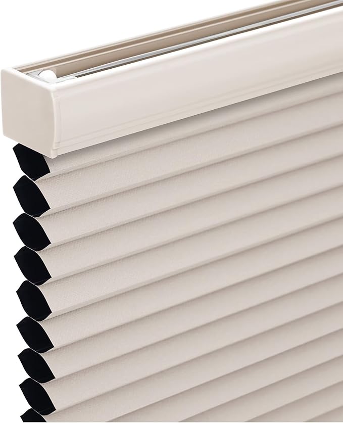 Changshade Cordless Cellular Shades, Blackout Honeycomb Shades for Windows, Pull Down Pleated Blinds, Easy to Install for Indoor Windows and French Doors,51" W x 72" H, Beige
