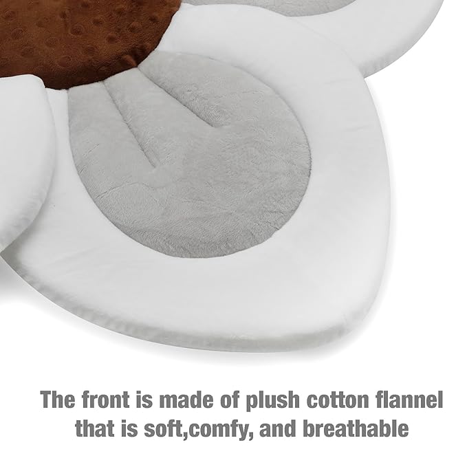 PandaEar Baby Bath Pad for Infant Newborn | Soft Flower 5 Petals for Sink Bathtub Essentials Shower Gift (Grey)