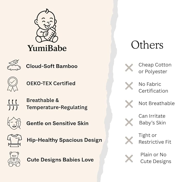 YumiBabe Premium Baby Sleep Sack, Organic Bamboo Wearable Blanket Ultra-Soft, Safe, Breathable Baby Sleeping Bag