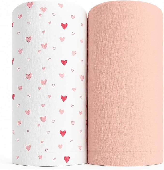 Soft 100% Cotton Swaddles for Newborns, 2- Pack - Large, Breathable Baby Blanket - Versatile, Durable Muslin Swaddle Blankets - Perfect Newborn Essentials (Hearts/Pink)