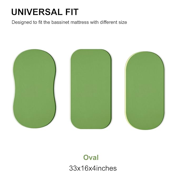 TILLYOU Baby Bassinet Sheets for Girls Boys 2 Pack Baby Sheets for Square Rectangle Oval Bassinet Mattress 33X16 Inch, Green Apple & Fruit Green