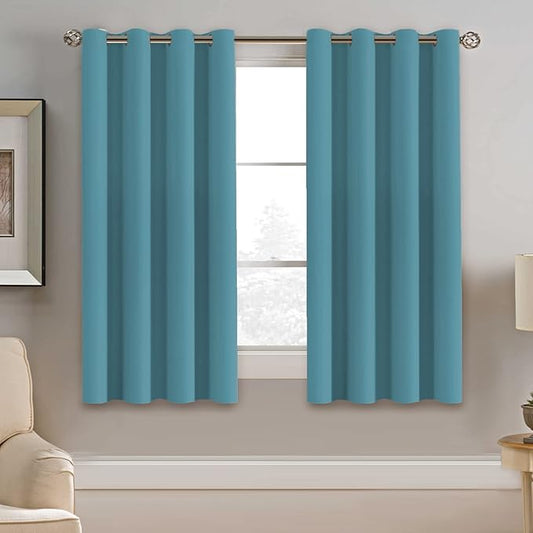 H.VERSAILTEX Blackout Curtain for Living Room Thermal Insulated Window Treatment Curtain 54 inch Length Energy Saving Solid Grommet Top Blackout Drape, One Panel, Storm Blue, 52" W x 54" L