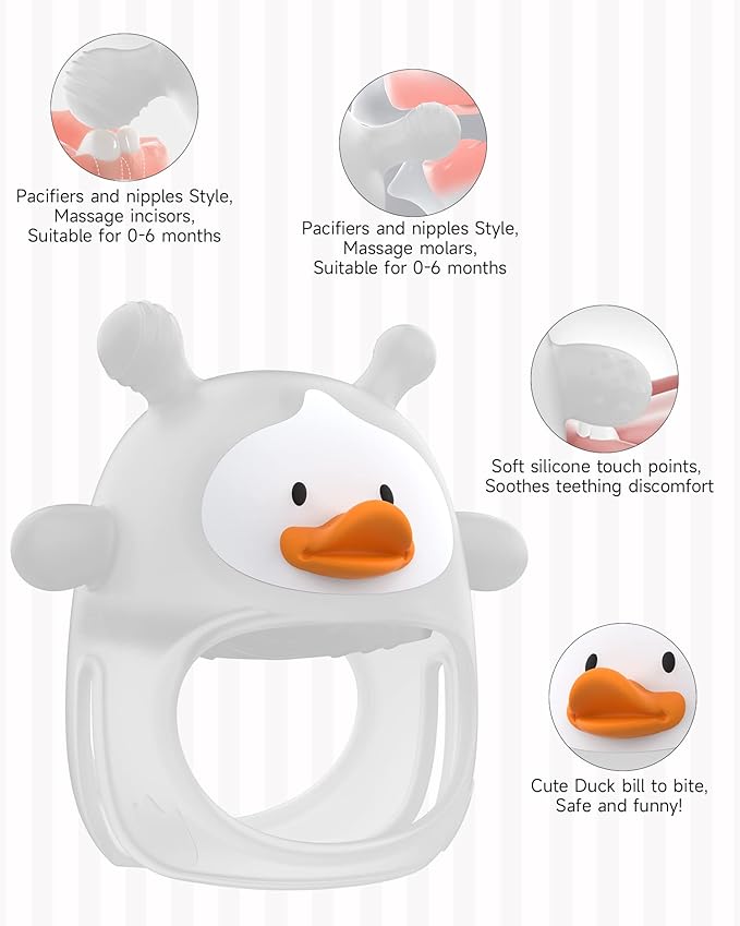 Teething Toys for Babies 0-6 Months, Never Drop Silicone Baby Teether, Hand Pacifier for Sucking, Soothing Pain Relief, Chew Toy, Teething Mitten for Newborn - Transparent