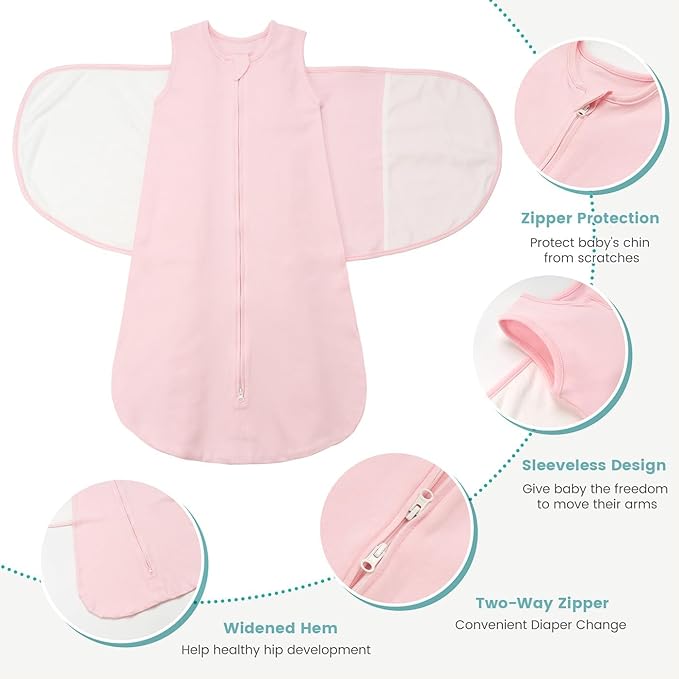 LILBESTIE Baby Swaddle Sleep Sack, 1.0 Tog New-Parent-Friendly Swaddle for Newborns & infant 0-6 Months Baby Wearable Blanket Reduce Startle Reflex, Newborn Boys Girls Registry Essentials
