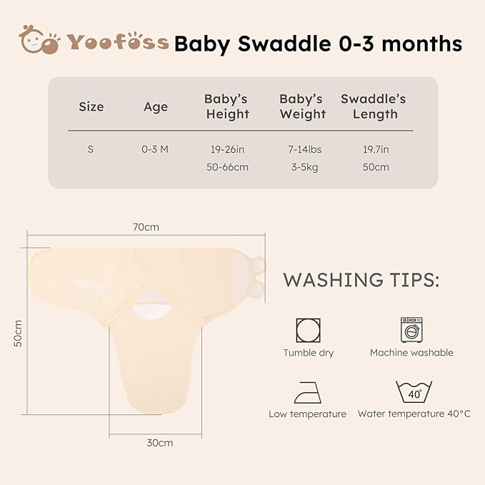 Yoofoss Baby Swaddles for Newborns 100% Organic Cotton, Adjustable Swaddle Sleep Sack 0-3 Months Newborn Swaddle Sack, Breathable Soft(Small)