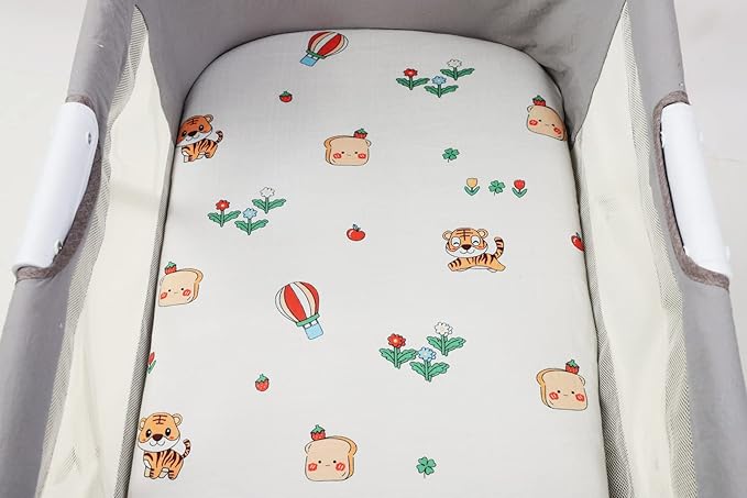 Onacosht Bassinet Sheets Set 3 Pack for Baby Boy, Stretchy Soft Jersey Knitted Fitted Sheet Universal for Oval Rectangle and Hourglass Bassinet Mattress, Dinosaur, Tiger and Lion Printing