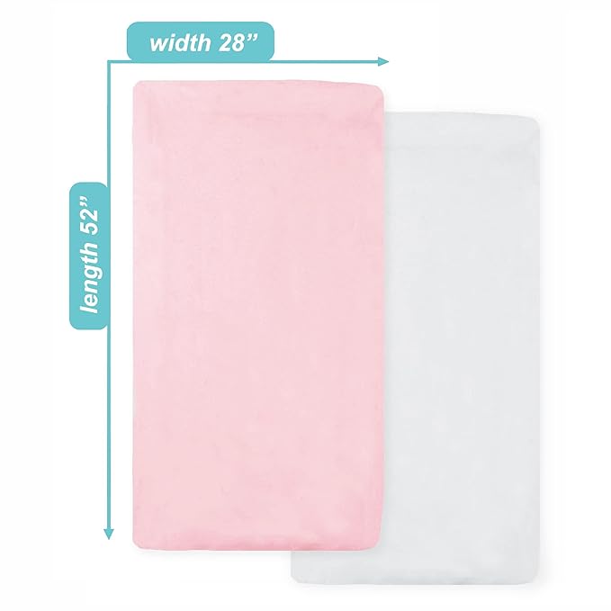American Baby Company 2 Pack Fitted Crib Sheets 52" x 28" - Ultra Soft Microfiber Crib and Toddler Bed Sheets, White/Pink, Neutral for Boys & Girls