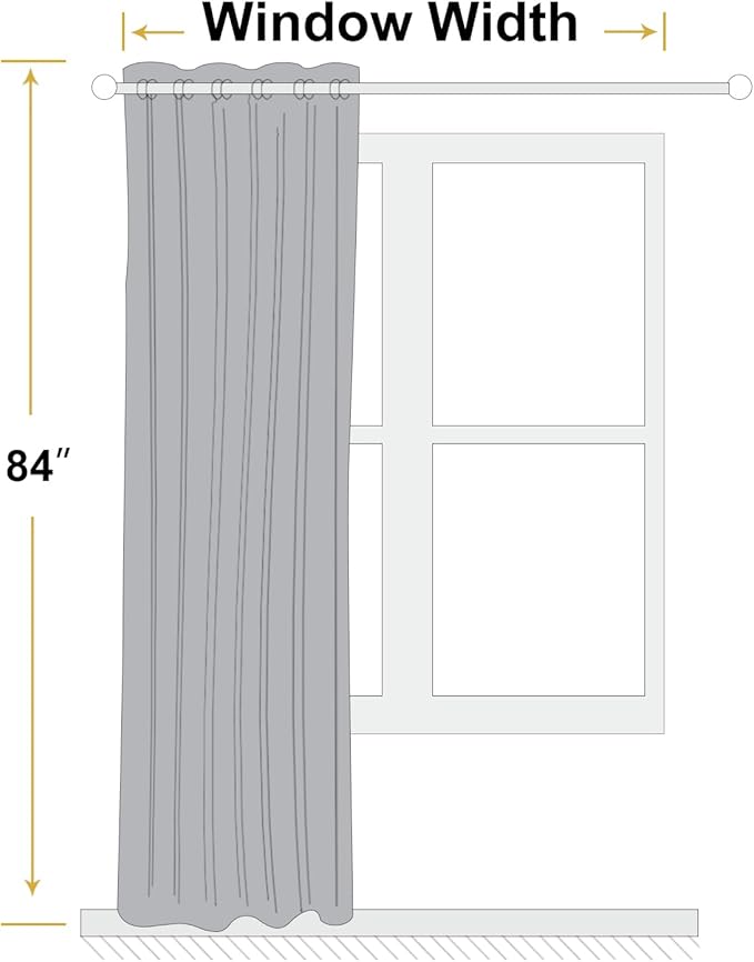 ChrisDowa 100% Blackout Birch Solid Curtains 84 Inches Long 2 Panels for Bedroom Living Room,Farmhouse Room Darkening Thermal Insulated Soundproof Grommet Top Window Treatment Drapes,52x84