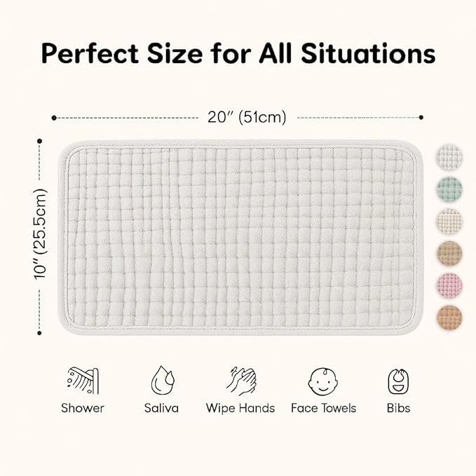 Comforista White Muslin Burp Cloths for Babies Set of 6, 20"x10", Baby Girl Burp Cloths Absorbent & Soft, No Shrinkage, Hypoallergenic, Burping Cloths Perfect for Baby Boy/Girl