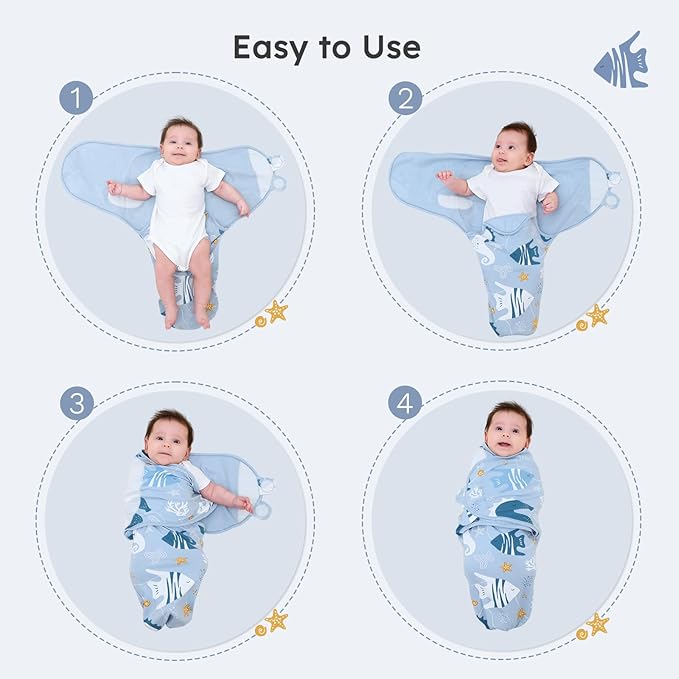 Yoofoss Baby Swaddles for Newborns 100% Organic Cotton, Adjustable Swaddle Sleep Sack 3-6 Months Newborn Swaddle Sack, Breathable Soft(Medium)
