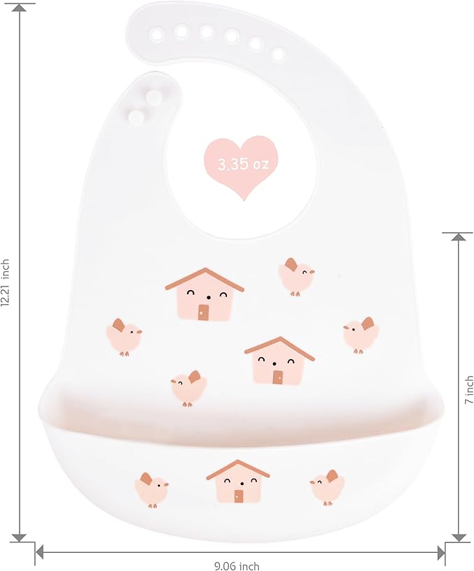 BEBE FAVOUR 2 Pack Silicone Baby Bibs Adjustable Fit Waterproof Bib With Leak Proof Food Pouch Catcher for Eating Boys Girls