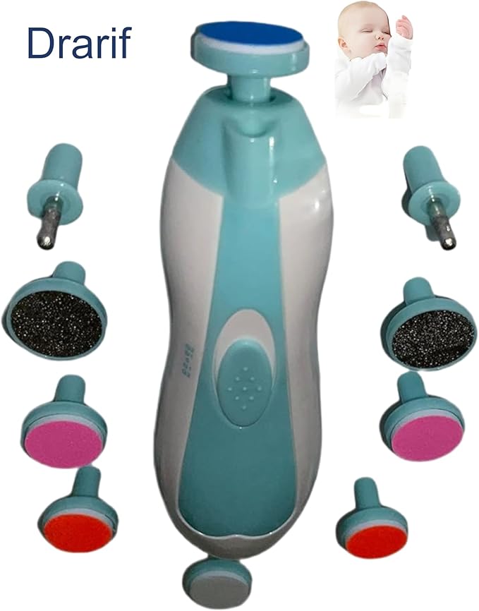 Drarif Baby Nail Trimmer Electric 14 in 1 Manicure Set with four Extras Safe Baby Nail File Kit Portable Quite with LED light. Electric Nail File Baby Finger or Toe Nails, for Baby as well as Mothers.