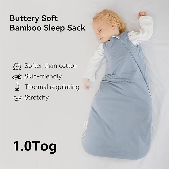 BubblePanda Rayon Made from Bamboo Sleep Sack 2t-3t 1.0 Tog Soft Toddler Sleeping Sack 24-36 Months for Babies 2-Way Zipper Baby Wearable Blanket