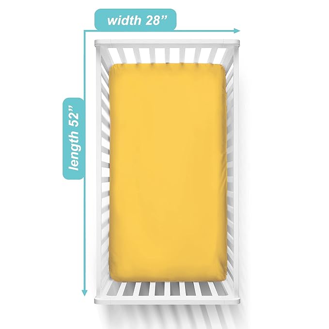 American Baby Company 2 Pack 100% Natural Cotton Fitted Crib Sheets 52" x 28" - Soft, Breathable, Hypoallergenic & Gentle Toddler Bed Sheets, Golden Yellow Star/Yellow, Neutral for Boys & Girls