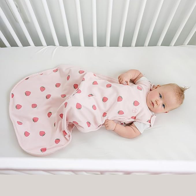 Woolino Merino Wool & Organic Cotton Baby Sleep Sack 2-24 Months – Ultimate 4-Season Baby Sleeping Bag, Universal Size Wearable Blanket, 2-Way Zipper & Adjustable Fit, Year-Round Use - Strawberry