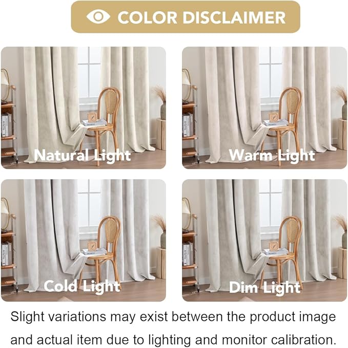 H.VERSAILTEX Velvet 100% Blackout Curtains for Living Room Full Light Blocking Curtains Thermal Insulated Room Window Drapes Soft Luxury Curtains Grommet Top 2 Panels (55" W x 84" L, Sand)