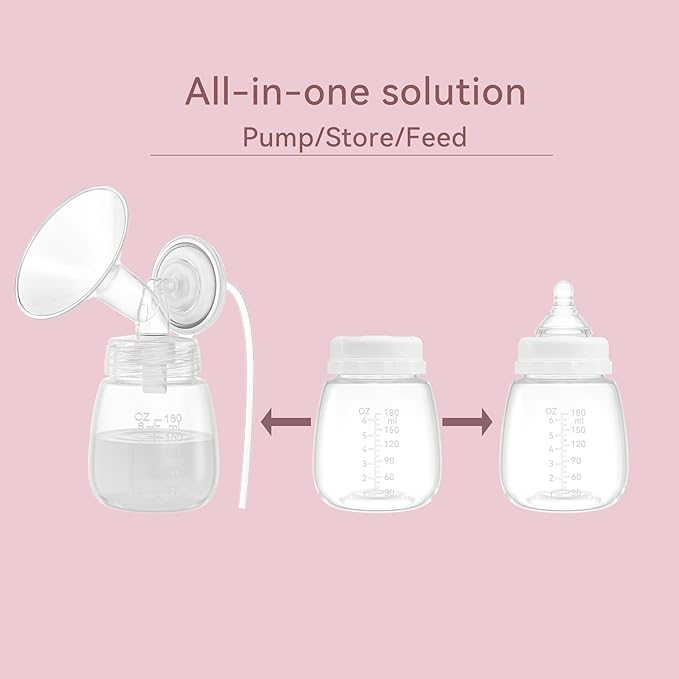 TOVVILD Replacement Pump Bottles for Spectra/Motif Luna/Most Wide-Mouth Flanges, S1 S2 Milk Storage Bottle for Pumping, 6oz/180ml