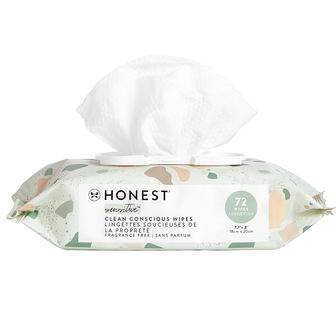 The Honest Company Unscented Wipes Over 99% Water Compostable Plant-Based Baby Hypoallergenic for Sensitive Skin EWG Verified Geo Mood 72 Count