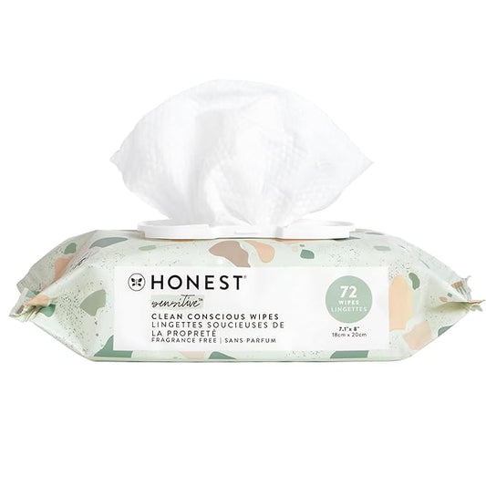 The Honest Company Unscented Wipes Over 99% Water Compostable Plant-Based Baby Hypoallergenic for Sensitive Skin EWG Verified Geo Mood 72 Count