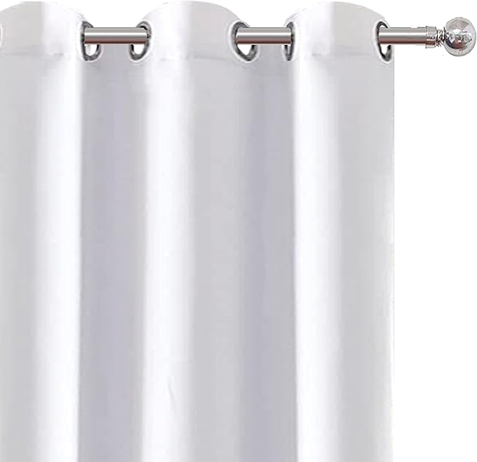 LEMOMO 100% Blackout Curtains 63 Inch Length 2 Panels White Curtains with Black Liner Double Layer Full Room Darkening Thermal Insulated Bedroom Curtains