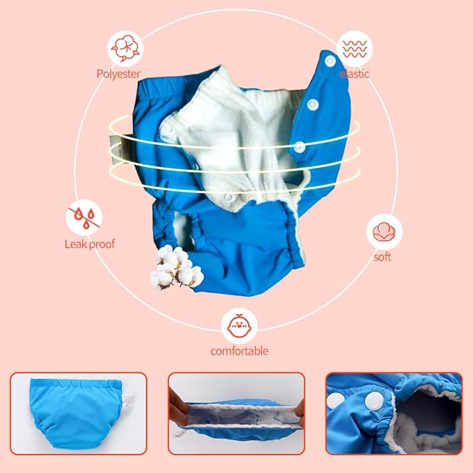 IIjnUhb Swim Diapers Baby Reusable 2 Pack,Washable Pants for 0-3 Years Boys Girls Swimming Lesson Shower Gifts